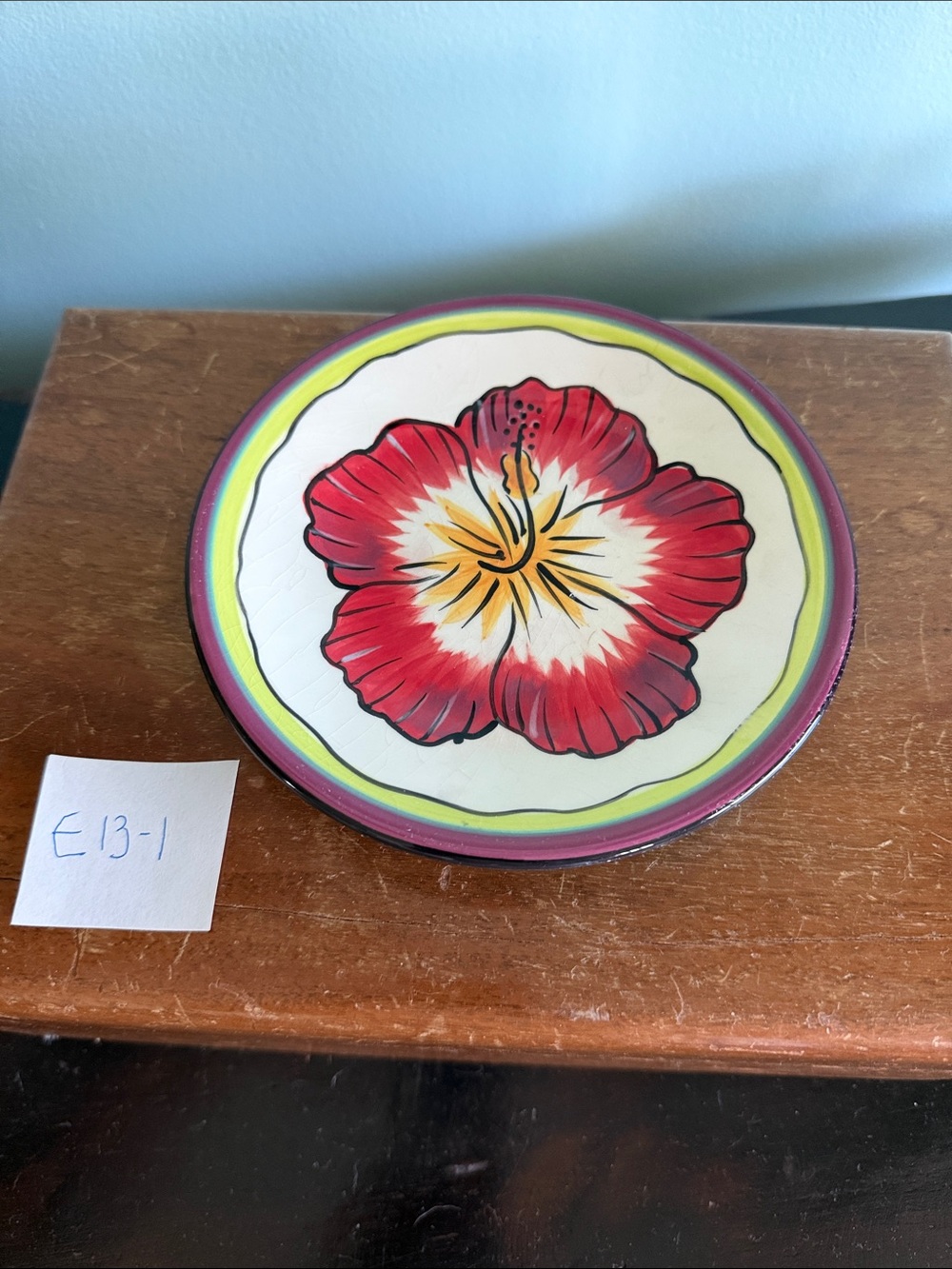 Hibiscus Pattern Appetizer Plate by Clay Art